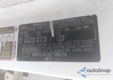 2014 Kia Sportage Ex z USA, uszkodzony, nr VIN KNDPC3AC9E7586759